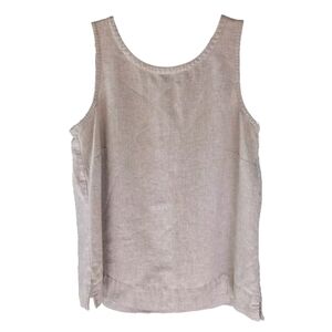 Amber Sun Women's Tank Top Size XL Linen Blend beige Sleeveless Textured